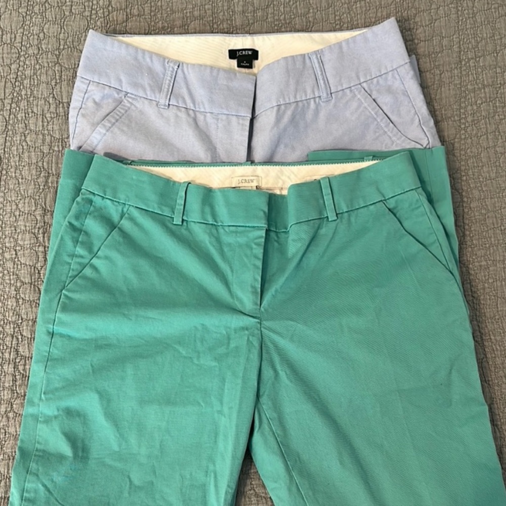 2 pairs of J Crew pants City fit and Cafe Capri periwinkle blue seafoam green 4